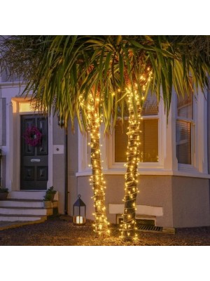 Pisca Arroz Branco Quente com Controle 8 Funções para Decoração e Enfeite de Arvore de Natal