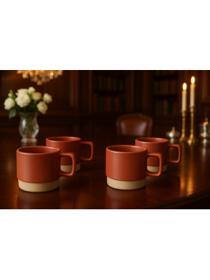 Conjunto 4 Canecas Cerâmica 120ml Verano Diversas Cores para Cha da Tarde Cantinho do Cafe