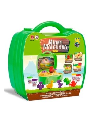 Minha Maletinha Dino - Massinha De Modelar com Forminhas e 4 Potes de Massinha