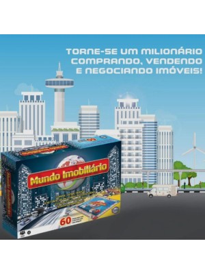 Jogo Tabuleiro Cartas e Dados Mundo Imobiliário de 2 à 6 Participantes