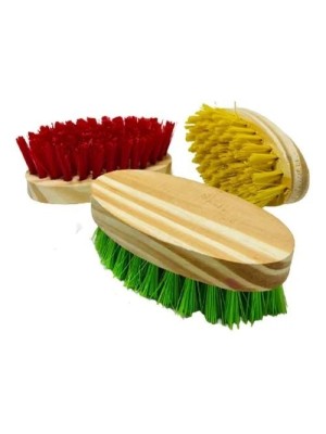 Escova Oval Madeira Multiuso Cerdas Sintéticas  Roupas  Cozinha Lavanderia  Banheiro  Limpeza Geral
