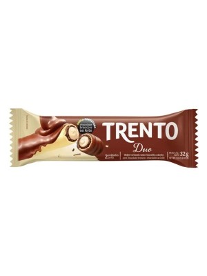 Chocolate Wafer Trento Duo Sabor Chocolate e Baunilha  464g - 16un com 29G Cada
