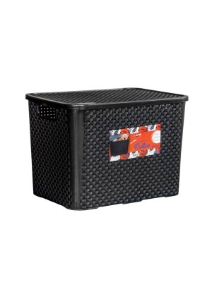 CAIXA ORGANIZADORA RATTAN 25L PRETO UN. PLASTSU