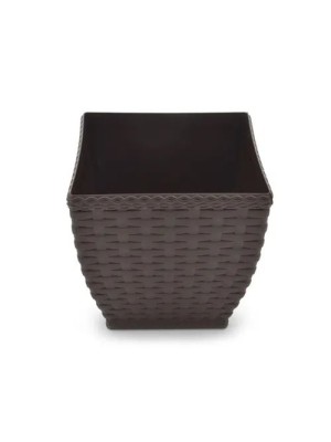 Vaso Cachepô Rattan Quadrado Coffee Estiloso Moderno e Resistente para Plantas
