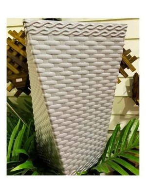 vaso Twister Rattan Pequeno 12L Cor Palha – Decorativo, Leve e Resistente