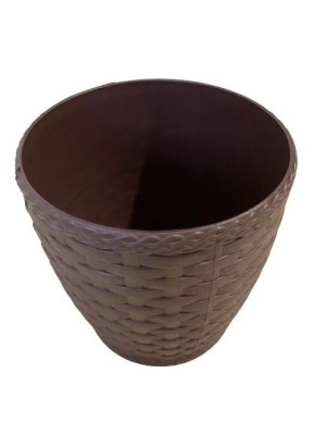 Vaso Rattan Redondo Pequeno Coffee – Decoração Sofisticada para Casa e Jardim