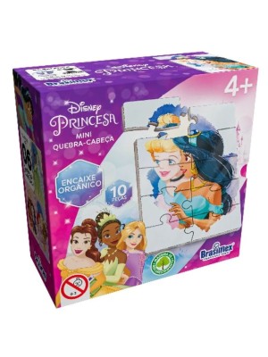 Mini Quebra-Cabeça Princesas Disney Infantil 10 Peças em Madeira