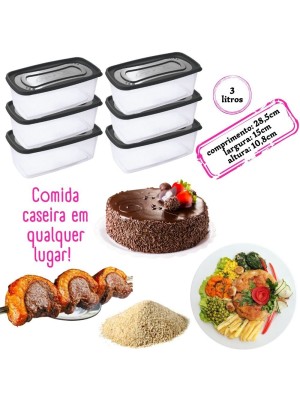 Pote 3L Clic Retangular Preto – Armazenamento Prático e Seguro para Alimentos