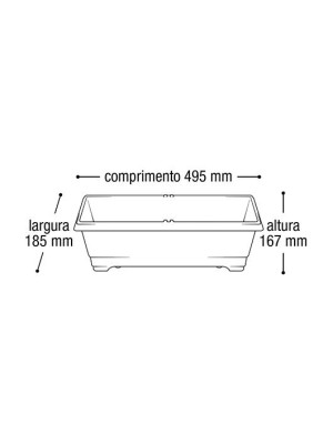 Floreira Grande Preta 49,5x18,5x16,7cm – Vaso Retangular para Plantas e Flores