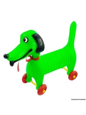 Cachorro Sapeca Sanfonado com Rodinha e Apito Diversas Cores 