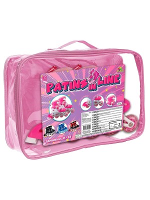 Patins In Line Feminino Esportivo Tam 31-34 Ajustável Brinquedo de Diversão e Lazer