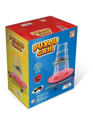 Jogo Puxou Caiu Pais e Filhos com Palitos, Bolinhas e Roleta – Brinquedo Educativo de Habilidade e Diversão em Família