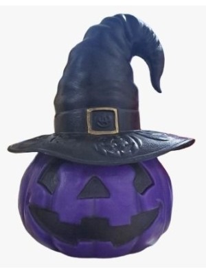 Abóbora Bruxa Roxa Decoração de Halloween Enfeite Temático Festa Assustadora