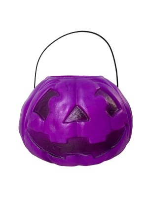 Caldeirão Abóbora G Roxo Decoração de Halloween Enfeite Grande Porta-Doces para Festas