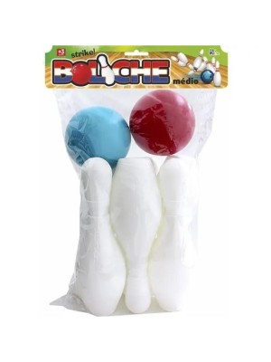 Boliche Médio Infantil – Kit com Pinos e Bola em Plástico Colorido para Crianças a Partir de 3 Anos