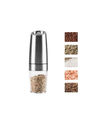 Moedor de Temperos Automático Inox e Vidro 20,3cm – Sal e Pimenta