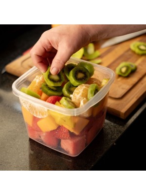 Pote Quadrado Volare 2L Rischioto Plástico Transparente com Tampa – Organização de Alimentos, Cozinha e Despensa