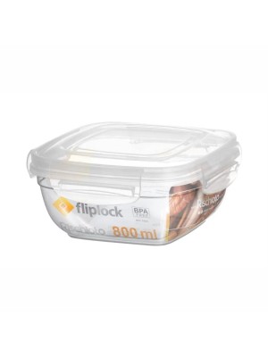 Pote Quadrado Fliplock 800ml  Hermético – Livre de BPA, Ideal para Armazenar Grãos, Cereais e Mantimentos