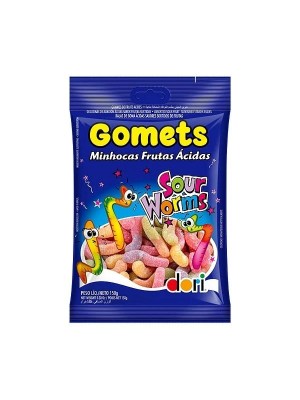 Gomets Goma Minhoca Ácida 150g Doces Gelatinosos Coloridos com Açúcar e Toque Azedinho para Festa, Lembrancinha e Revenda