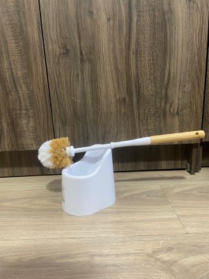 Escova Sanitária 10x14,3x43cm – Plástico Resistente, Cabo de Bambu e Cerdas Nylon