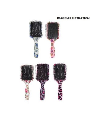 ESCOVA DE CABELO QUADRADA ESTAMPADA 20CM UN.