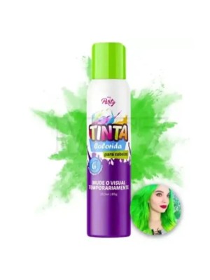 Tinta Spray Para Cabelo Verde 150ml Temporária Fácil Aplicação Cor Vibrante Para Festas Carnaval Cosplay e Eventos