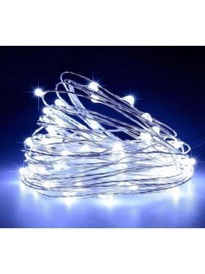 Fio de LED Cobre 5M com 50 Leds Branco 1,5W 0,02A Flexível Decorativo para Natal Festas Quartos Varandas Arranjos