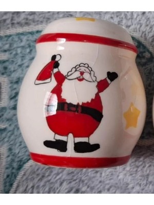 Saleiro/Pimenteiro Natalino em Louça Premium com Design Decorativo Festivo Decorado