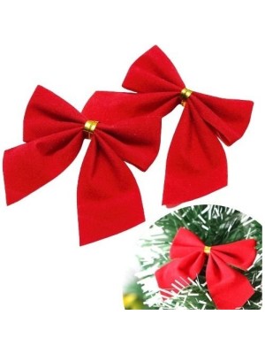 Kit Laço Vermelho Natalino Cartela 12 Unidades 5,5cm Decorativos