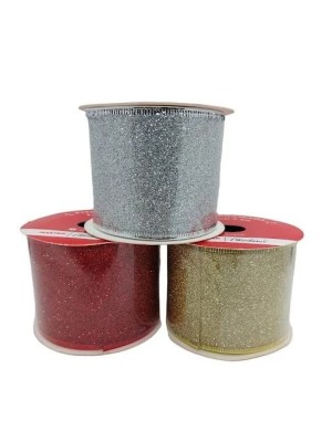 Fita Decorativa Glitter Shine Sortida Natal Artesanato Laços 6,3cm x 2,7m