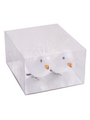 Pássaro Branco Natalino com Glitter – Enfeite c/2 pcs de 4×8 cm com Presilha para Decoração de Árvore, Festões e Arranjos