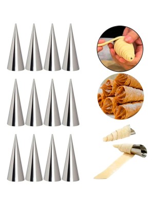 Formas para Canudinhos de Metal 12 Peças – Utensílio de Confeitaria p/ Canudos Recheados e Massa Folhada