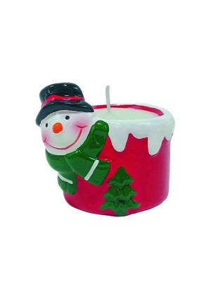 Castical Vela Personagens Natalinos Decorativo em Resina com Vela Inclusa – Enfeite de Mesa e Decoração de Natal com Papai Noel, Rena e Boneco de Neve