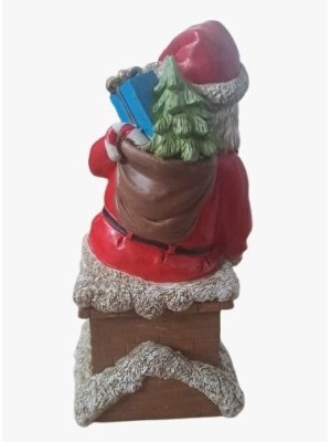 Papai Noel decorativo na chaminé 12x10,8x19,8cm enfeite natalino em resina para mesa, sala e decoração de Natal