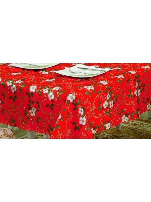 Toalha de Mesa Retangular 140x210cm Natalina Decorativa para Ceia de Natal com Estampa Festiva e Bordas Reforçadas