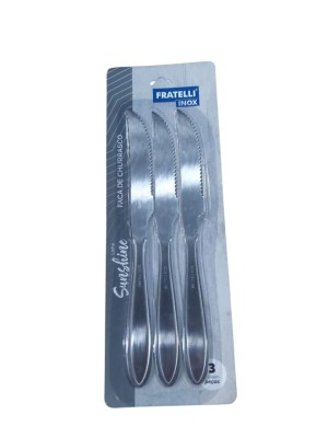 Jogo 3 Facas Inox Sunshine p/ Churrasco Doméstico