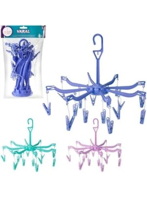 Varal Retrátil para Roupas Íntimas com 16 Prendedores Dobrável Compacto Portátil em Plástico Resistente Ideal para Lingerie Meias e Roupas Delicadas