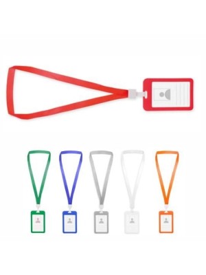 Porta Crachá PP Transparente 8,5x5,4cm com Cordão – Suporte de Identificação Rígido e Resistente para Empresas, Escolas e Eventos