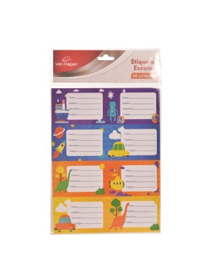 Etiqueta Escolar Sortida 40 Peças WinPaper – Adesivos Coloridos com Espaço para Nome, Matéria e Série/Ano | Identificação de Cadernos, Livros e Materi