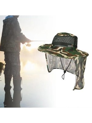 Chapéu de Pescador com Proteção de Pescoço Aba Larga para Pesca, Praia e Trilhas