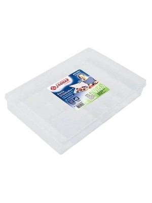 Caixa Organizadora Fácil N.01 23x15x4cm – Plástico Transparente, Divisórias Internas, Tampa Firme, Ideal para Artesanato, Costura e Bijuterias