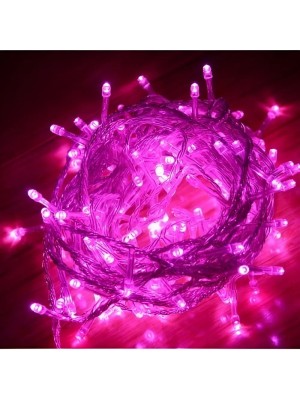 Pisca Led 100l Rosa 9m Fio Transparente 8 Funções 220v Para Decoração Natalina