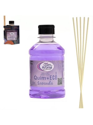 Difusor Aromatizante Lavanda 250ml QCheirin com Varetas – Aroma Relaxante, Suave e Duradouro para Ambientes Aconchegantes