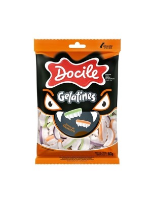 BALA GELATINA DENTES DE MONSTRO 80G UN. DOCILE