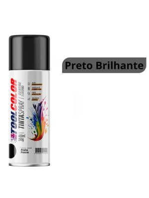 Tinta Spray Toolcolor UG Preto Brilhante 400ml Alta Cobertura, Secagem Rápida e Acabamento Profissional