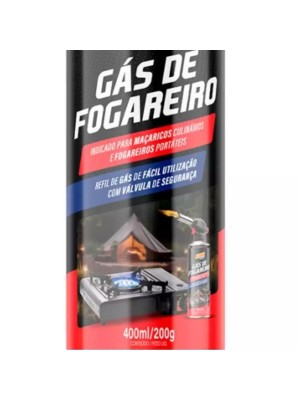 Gás de Fogareiro 400ml/200g Mundial Prime Refil Portátil com Válvula de Segurança para Camping, Maçarico e Cozinha Outdoor