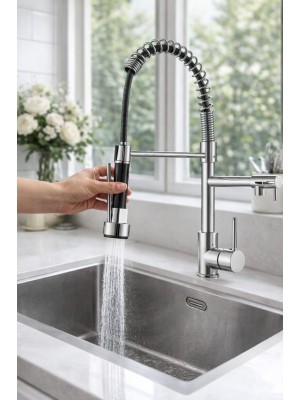 Torneira Gourmet Monocomando Inox Cozinha Quente e Fria