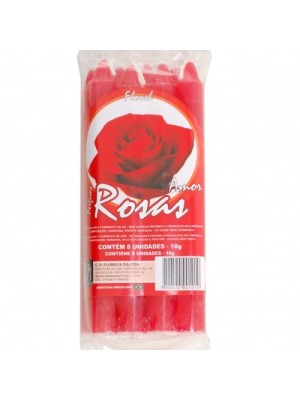 Vela Flovel Rosas 18g com 8 Unidades – Velas Perfumadas Vermelhas para Aromatização, Amor, Romance, Harmonia e Decoração