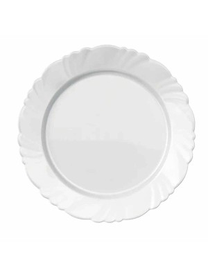 Prato Pétala Raso Opaline 25,5cm Duralex Vidro Opalino Temperado, Super Resistente, Branco Clássico para Mesa Posta, Restaurantes, Hotéis e Uso Diário