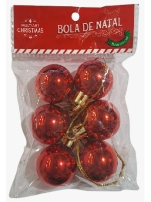 BOLA NATAL 3CM C/6PCS UN. MULTIART